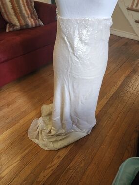 CHADO Ralph Rucci Ivory Sequin Maxi Skirt